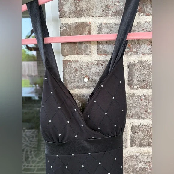 Vintage Rhapsody Little Black Dress w/Silver Diamond Pattern & Open Back - Picture 5 of 10